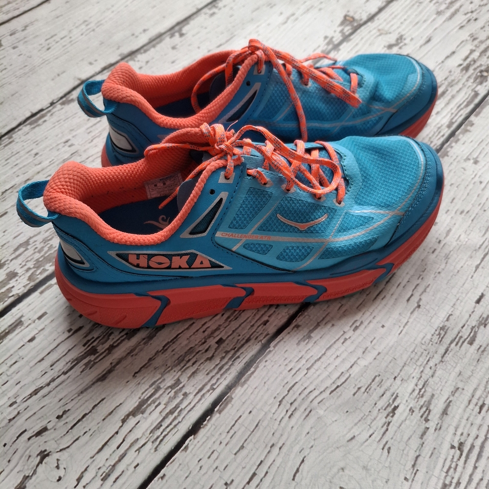 Hoka Womens Vibrant Teal and Coral Running Shoes